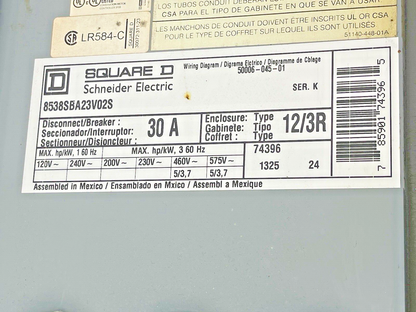SQUARE D - 8538SBA23V02S SER. K - COMBINATION MOTOR STARTER - 30 A DISCONNECT2