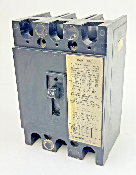 CHALLENGER - CB3100 - CIRCUIT BREAKER - 100A/3 POLE/240 VAC *NO FIBER LINER0