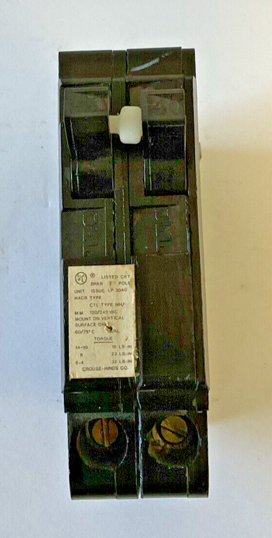 CROUSE-HINDS CTL 40A CIRCUIT BREAKER 120/240VAC TYPE MH0