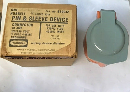 HUBBELL 430C12 PIN&SLEEVE  30AMP 125/250V 3POLE 4-WIRE GROUNDING0