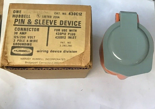 HUBBELL 430C12 PIN&SLEEVE  30AMP 125/250V 3POLE 4-WIRE GROUNDING0