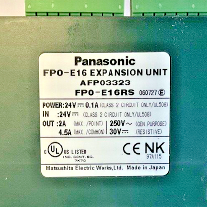 PANASONIC FP0-E16RS EXPANSION UNIT 24VDC 0.1A 250VAC5