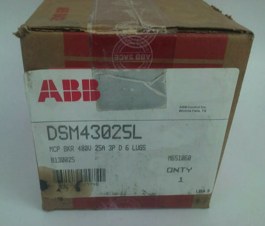 ABB DSM43025L MCP CIRCUIT BREAKER 3P 25A 480V D 6 LUGS 0