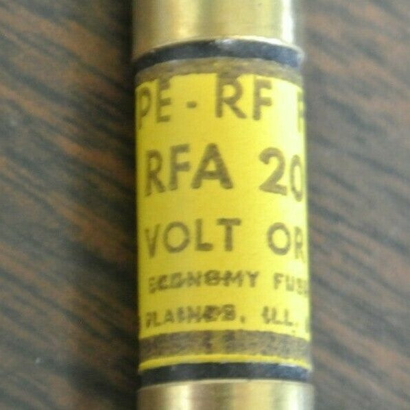 ECONOMY RFA20 TYPE RF FUSE / 20A / 130V / NEW SURPLUS / EACH1