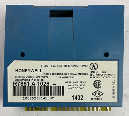 HONEYWELL RM7890B1014 BURNER CONTROL REV D R7861A1026 DYNAMIC SELF-CHECK REV C10