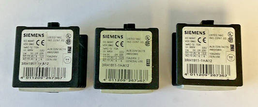 SIEMENS 3RH1911-1HA12 AUXILIARY CONTACT 10A 240V****LOTOF3****0