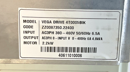 KIMATEK 4T0005BIK VEGA DRIVE 380-460V 50/60HZ 6.5A 2.2KW5