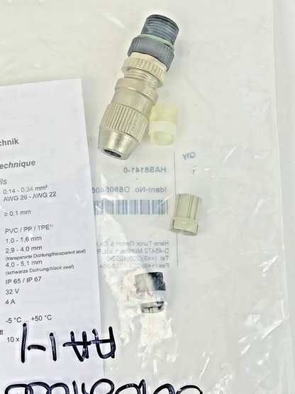 TURCK - HAS8141-0 - CIRCULAR CONNECTOR M12 - BS8146-0 - W/ HARAX RAPID TERMINAT2