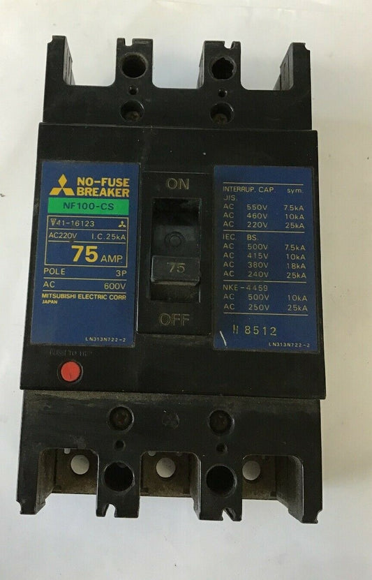 MITSUBISHI NF11-CS 75AMP NO-FUSE  CIRCUIT BREAKER 600VAC 3POLE0