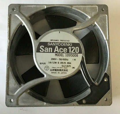 SANYO DENKI 109S008 FAN SAN ACE 120 200VAC 50/60HZ 14/12W .09/.08A 0