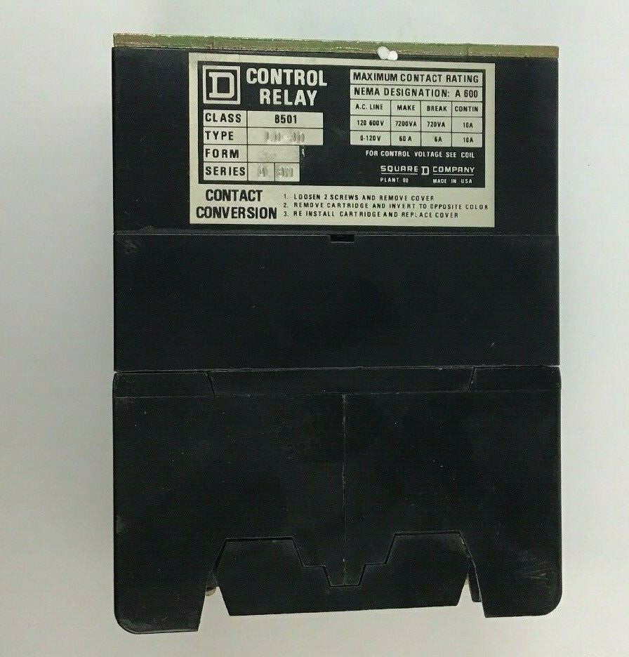 SQUARE D 8501 L0-30 MAGNETIC CONTROL RELAY SER.A COIL12060/110-50 BM 4