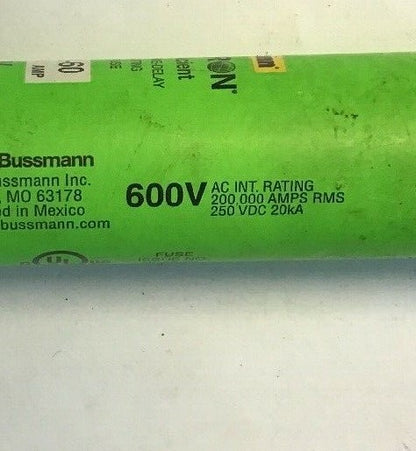 BUSSMAN FRS-R-60 AMP FUSETRON ENERGY EFF. 600V DUAL-ELEM TIME DELAY CLASS RK54