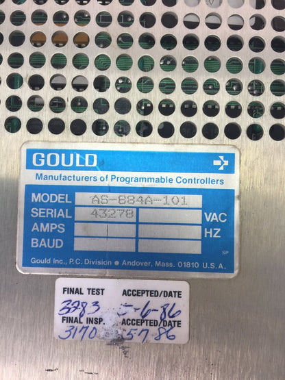 GOULD MODICON AS-884A-101 PROGRAMMABLE CONTROLLER MISSING KEY1