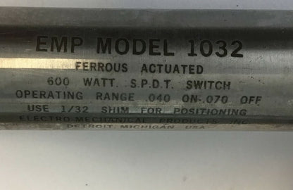 ELECTRO-MECHANICAL EMP MODEL 1032 FERROUS ACTUATED 600WATT S.P.DT. SWITCH 2
