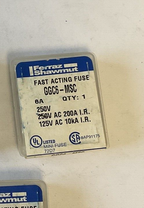 FERRAZ SHAWMUT GGC6-MSC FUSE 250VAC 6A ***LOTOF23***1