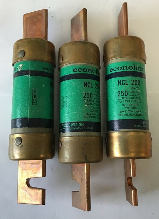 ECONOMY FUSE NCLR200 CURRENT LIMITING FUSE CLASS RK1 250VAC ***LOTOF3***0