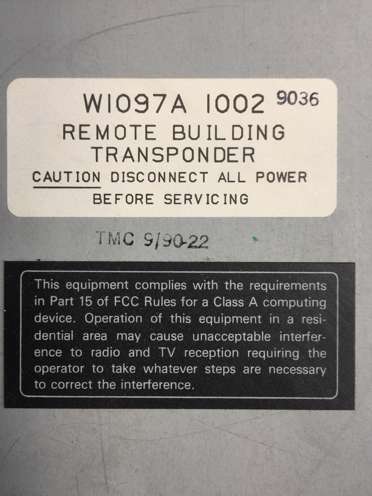 HONEYWELL W1097A1002 REMOTE BUILDING TRANSPONDER 15710446-001 15710445-0011