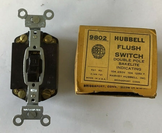 HUBBELL 9802 FLUSH SWITCH 10A 250V 10A 125V.T.0