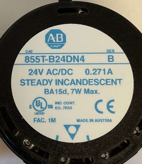 ALLEN BRADLEY 855T-B24DN4 STACK LIGHT 24V RED SER.B 0.27A 7W3