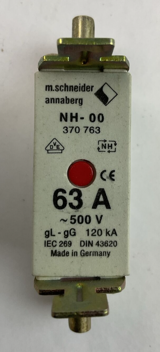 M. SCHNEIDER ANNABERG NH-00 370 763 63A 500VAC 120kA FUSE0