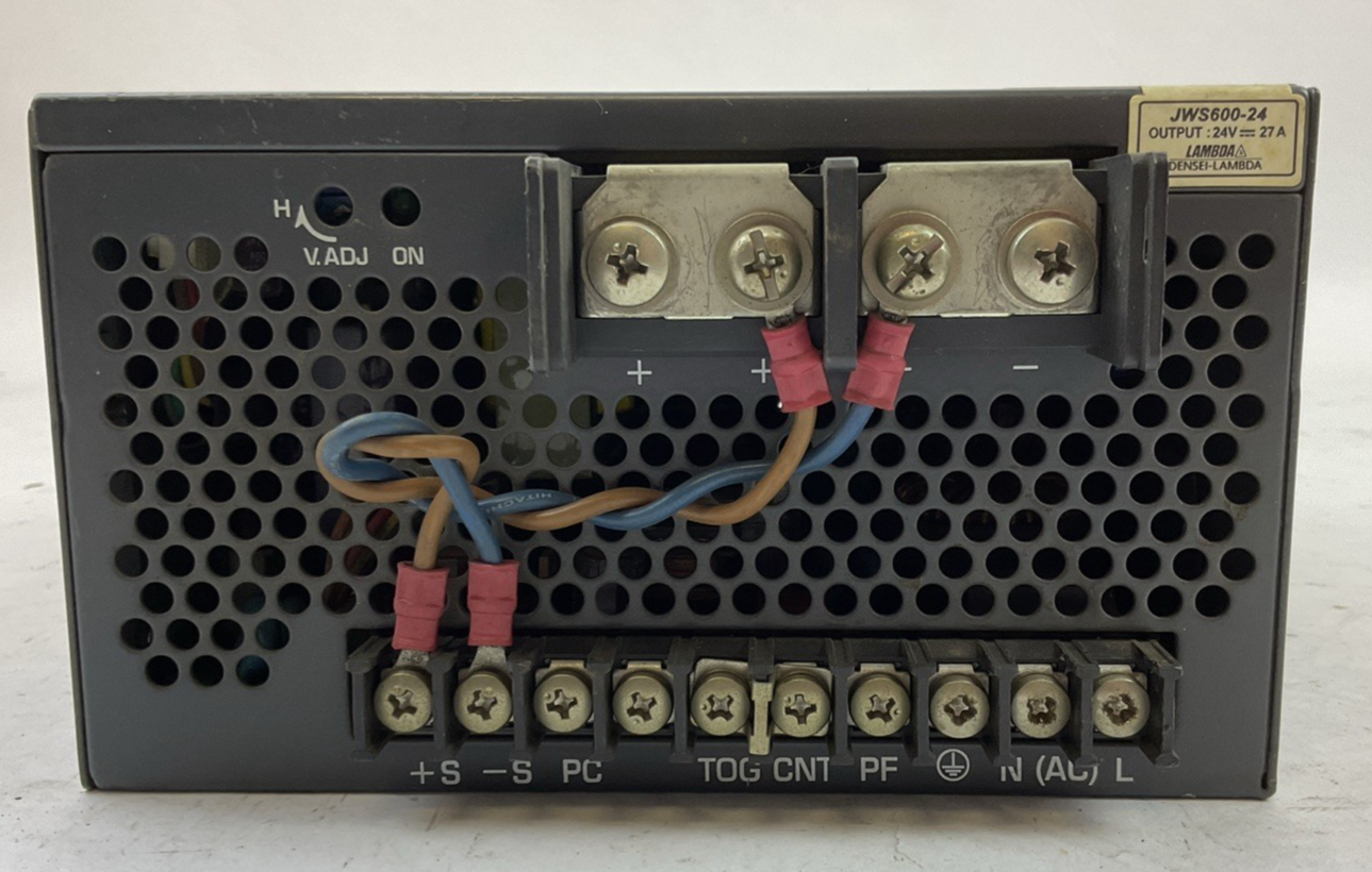 LAMBDA JWS600-24 POWER SUPPLY OUTPUT 24VDC 27A INPUT 100-240VAC 8.2A 50/60HZ0