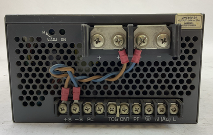 LAMBDA JWS600-24 POWER SUPPLY OUTPUT 24VDC 27A INPUT 100-240VAC 8.2A 50/60HZ0