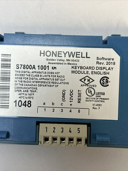 HONEYWELL S7800A1001 BURNE CONTROL REV 2018 R7849A1023 ULTRAVIOLET FLAME AMP4