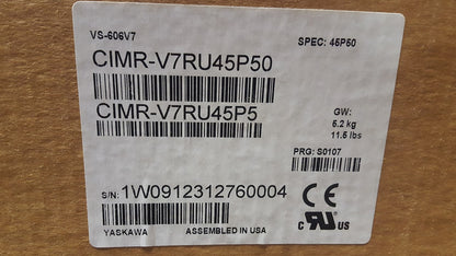 YASKAWA ELECTRIC CIMR-V7RU45P50 OUTPUT 0-460VAC 14.8A INPUT 380-460VAC 19.6A 3PH1