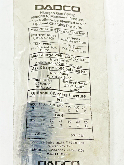 DADCO - C.090.038 - NITROGEN GAS SPRING - 2175 PSI - 150 BAR - ULTRA FORCE1
