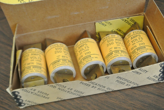 BOX of 5 / ECONOMY / FPE RFN100 RECTIFIER FUSE / 100A / 250V / NEW SURPLUS0