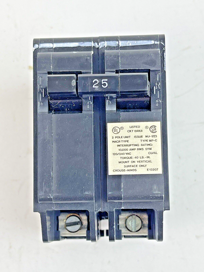 CROUSE-HINDS *BOX OF 5* - MP225 - 2 POLE, 25 A, 240 VAC CIRCUIT BREAKER3