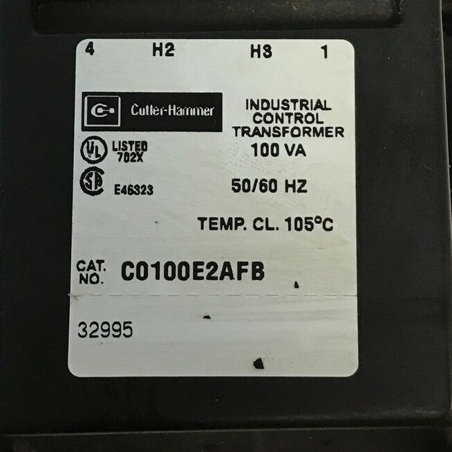CUTLER HAMMER C0100E2AFB INDUSTRIAL CONTROL TRANSFORMER 100VA 30A 600VAC2