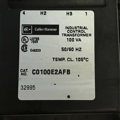 CUTLER HAMMER C0100E2AFB INDUSTRIAL CONTROL TRANSFORMER 100VA 30A 600VAC2