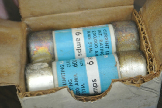 BOX of 6 GENERAL ELECTRIC GF8B6 CLASS J CLF® FUSE / 6A / 600V  NEW SURPLUS0