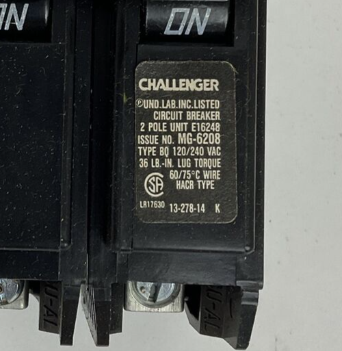 CHALLENGER BQ2C015 CIRCUIT BREAKER 15A 120/240VAC TYPE BQC 2POLE1