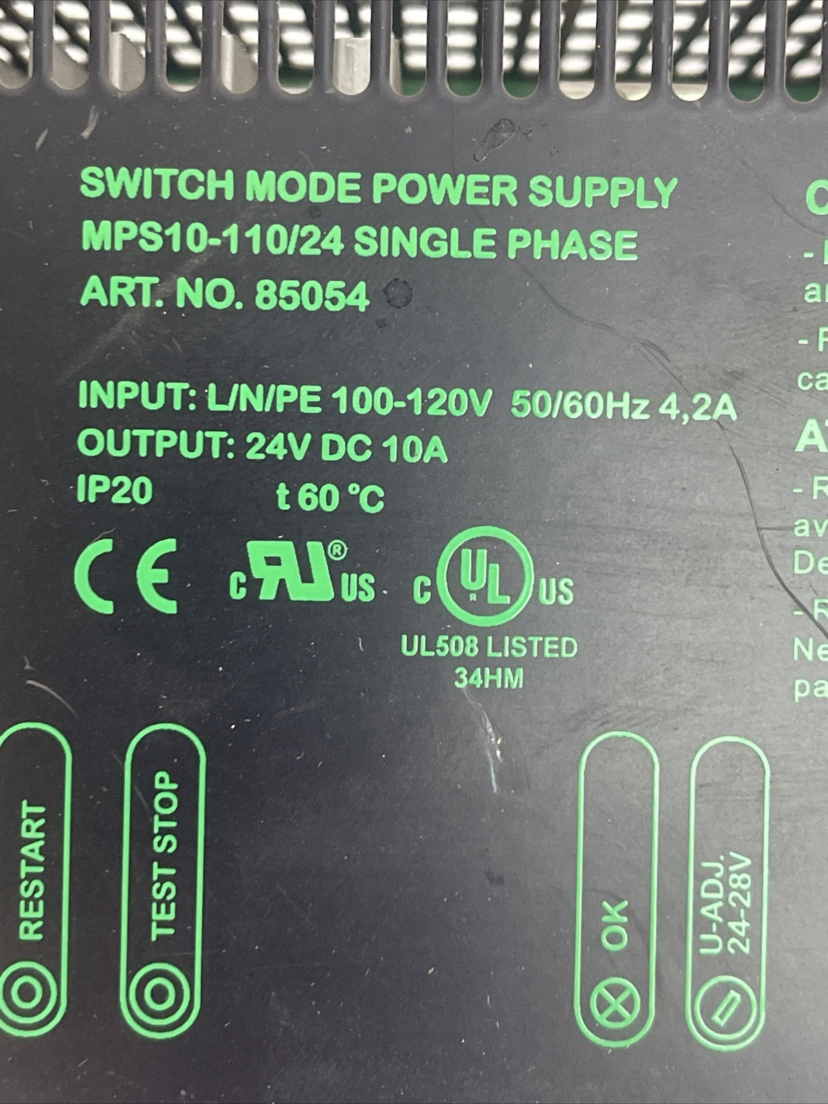MURR ELEKTRONIK Y2415010401 DTBW SWITCHING MODE POWER SUPPLY MPS10-110/24 SINGLE3