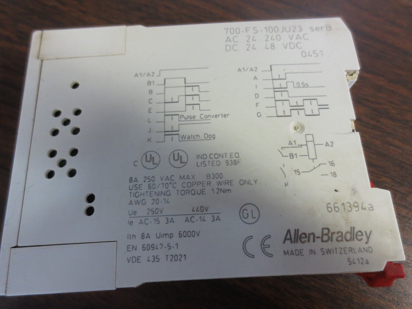 ALLEN-BRADLEY 700-FSB3HU23 Ser. B - PROGRAMMABLE TIMER -.1.5-30MIN4