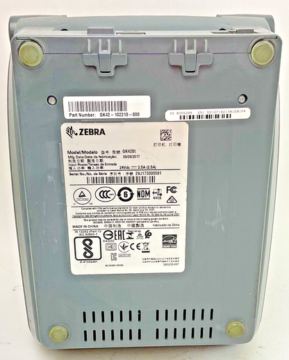ZEBRA GK420T THERMAL LABEL PRINTER 24VDC 2.5A *NO POWER CORD*8