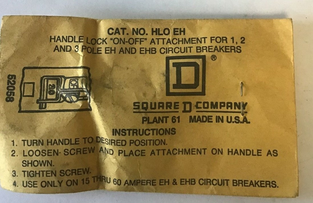 SQUARE D HLO EH HANDLE LOCK "ON-FF" ATTACHMENT ***LOTOF6***1