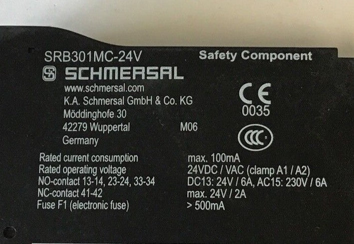 SCHMERSAL SRB301MC-24V SAFETY RELAY 24VDC/VAC MISSING FRONT COVER2