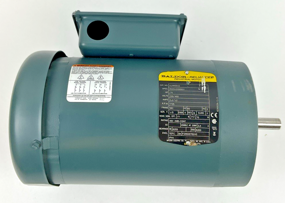 BALDOR VUHM3542 INDUSTRIAL MOTOR .75HP 60HZ 3PH 230/460V 1735RPM3