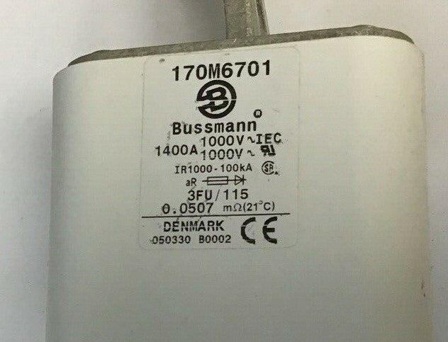 BUSSMAN 170M6701 FUSE 1400A 100VAC 1
