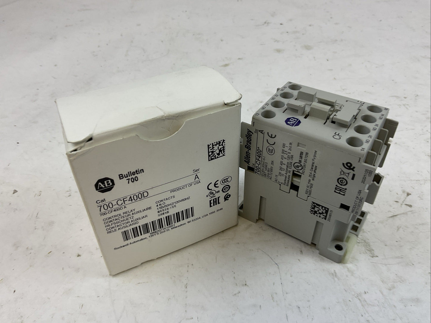 ALLEN BRADLEY 700-CF400D SER A CONTROL RELAY 110/120V 50/60HZ COIL0