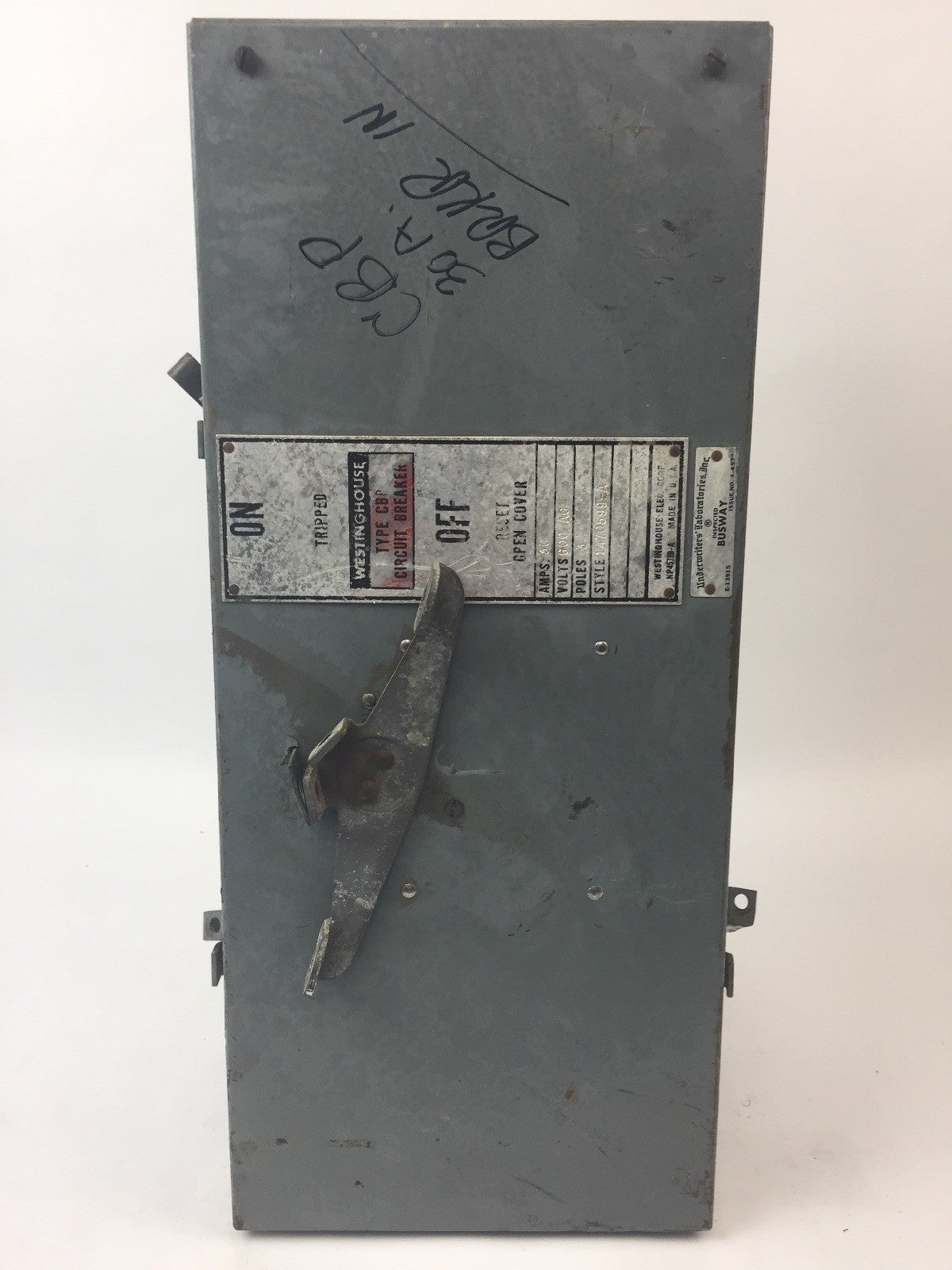 WESTINGHOUSE CBP 30A BREAKER BUS PLUG 600VAC 3 POLE0