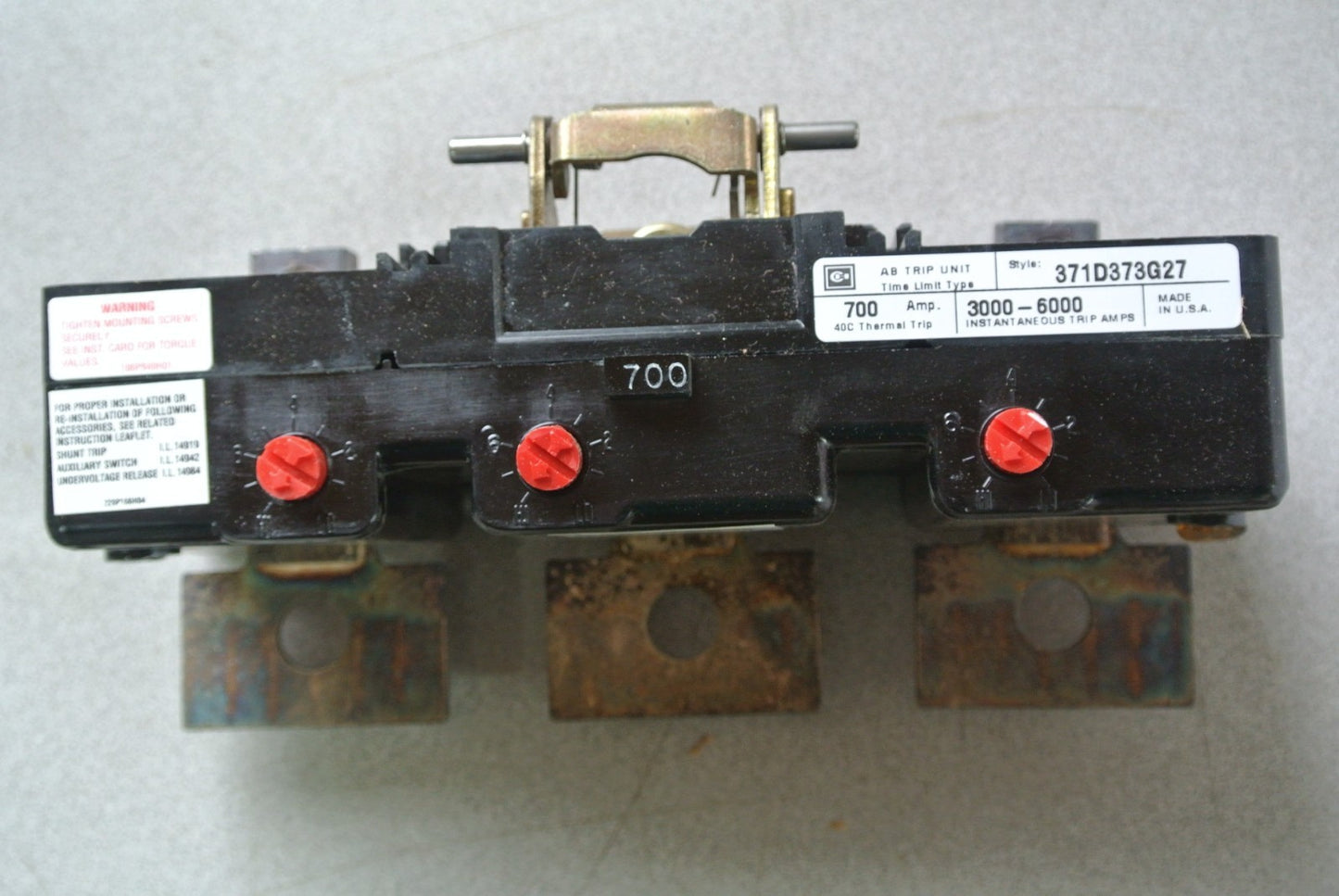 CUTLER-HAMMER HMD3700T THERMAL ADJ. TRIP UNIT - 700A, 3-POLE 371D373G27 3