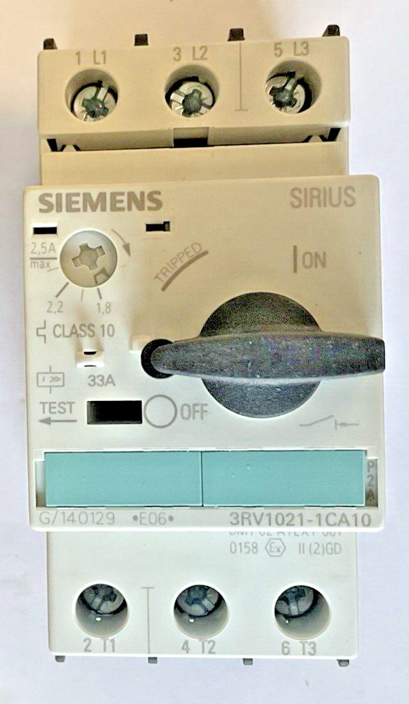 SIEMENS 3RV1021-1CA10 MOTOR CONTROL 1.8-2.5A2