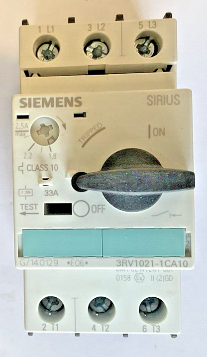 SIEMENS 3RV1021-1CA10 MOTOR CONTROL 1.8-2.5A2