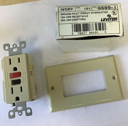 LEVITON 6599-I GROUND FAULT CIRCUIT INTERRUPTER IVORY 20A 125V ***LOTOF3***2