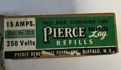 PIERCE 215 RENEWABLE FUSE LINKS 15A 250 VOLT REFILLS****LOTOF100***1