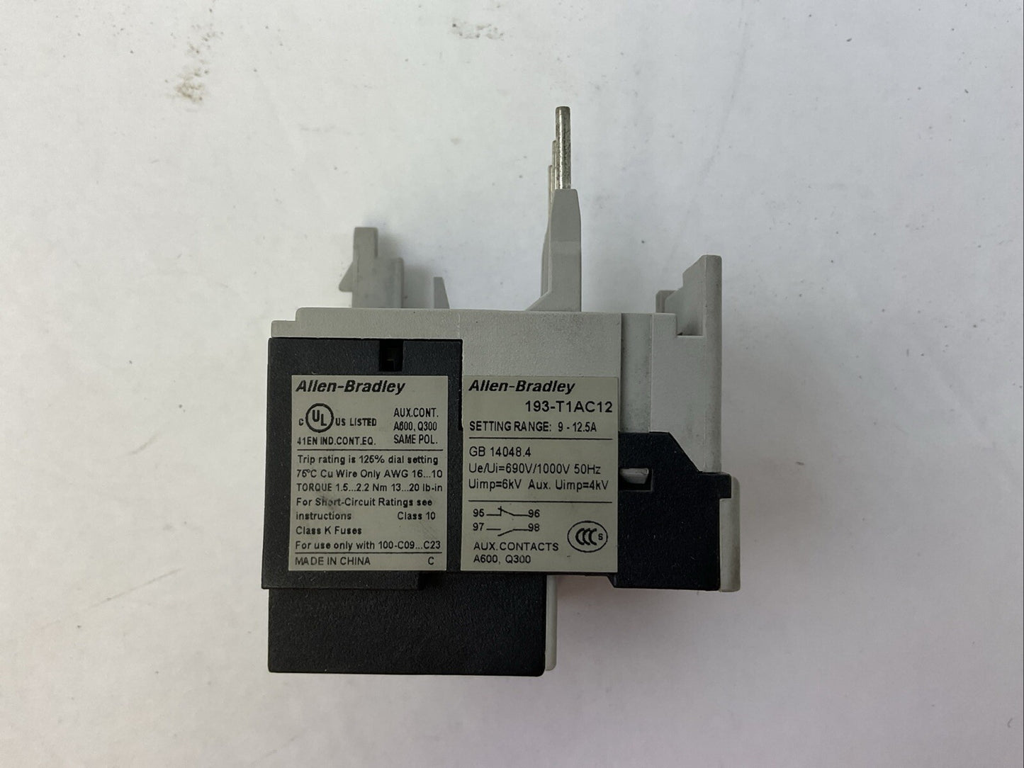 ALLEN BRADLEY 193-T1AC12 SER A OVERLOAD RELAY 9-12.5A3